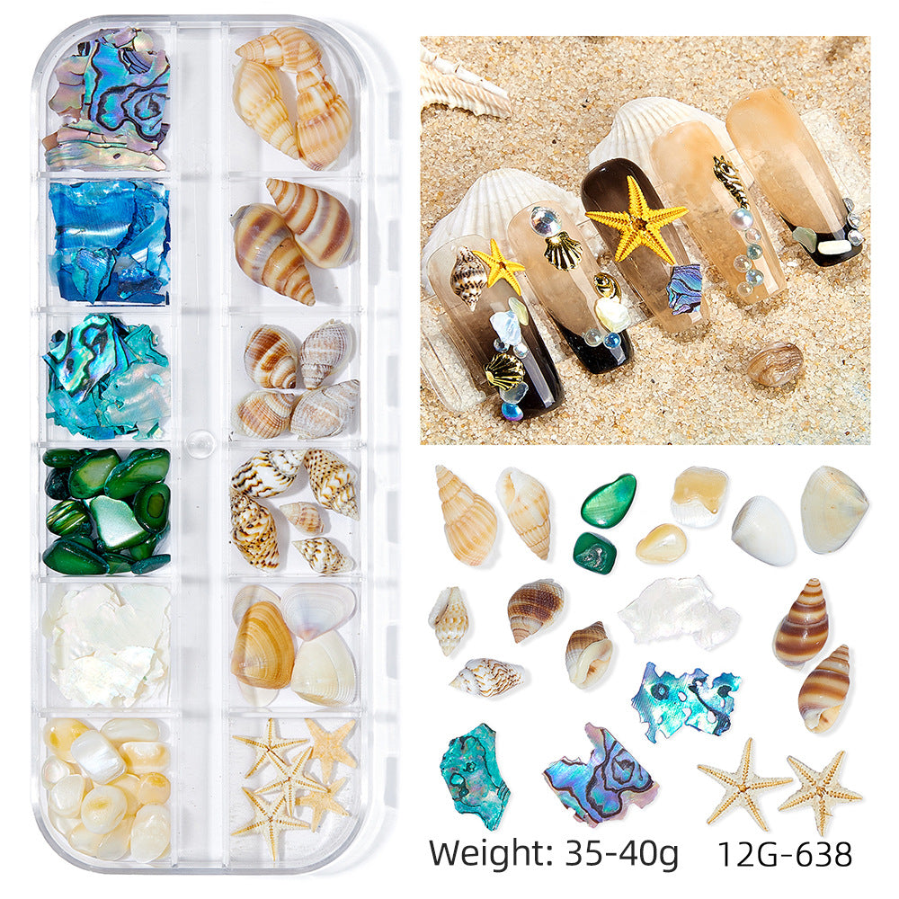Wholesale Ocean Series Nail Art Jewelry Natural Shell Slices Abalone Slices Starfish Metal Rivets Pearl Small Stone Accessories